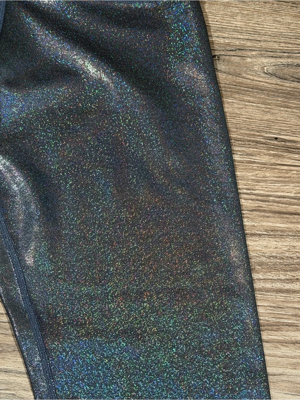 LOVE HER Black Pearl Metallic Shimmer Holographic 7/8 High Waist Legging M - Picture 6 of 12